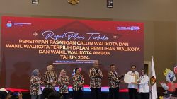 KPU Kota Ambon menetapkan pasangan Walikota-Wakil Walikota Ambon terpilih.